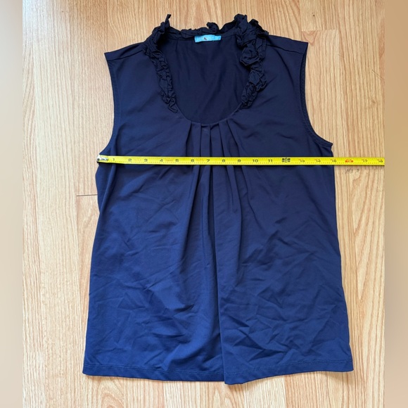 J McLaughlin Womens Top Small Blue Catalina Cloth Ruffle Neckline Ruched Sz XS - Picture 4 of 4